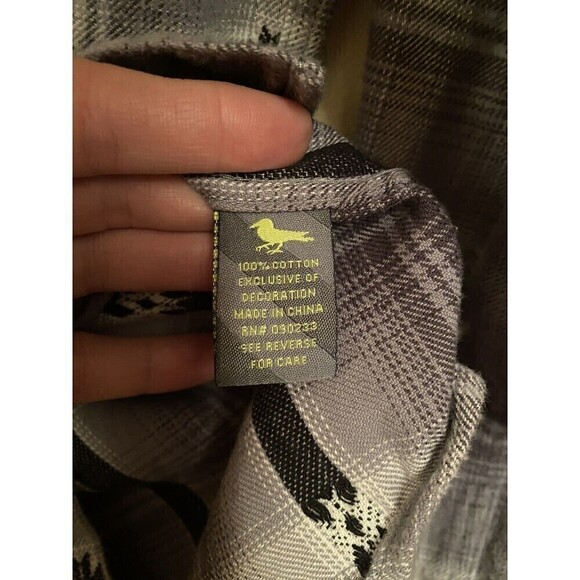 Gray Aztec Design Flannel Modern Amusement Button-Down Shirt M - Picture 5 of 5